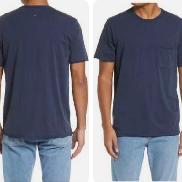 New Rag & Bone Miles Principal Jersey Tee Navy Blue Pocket Cotton - Picture 2 of 5